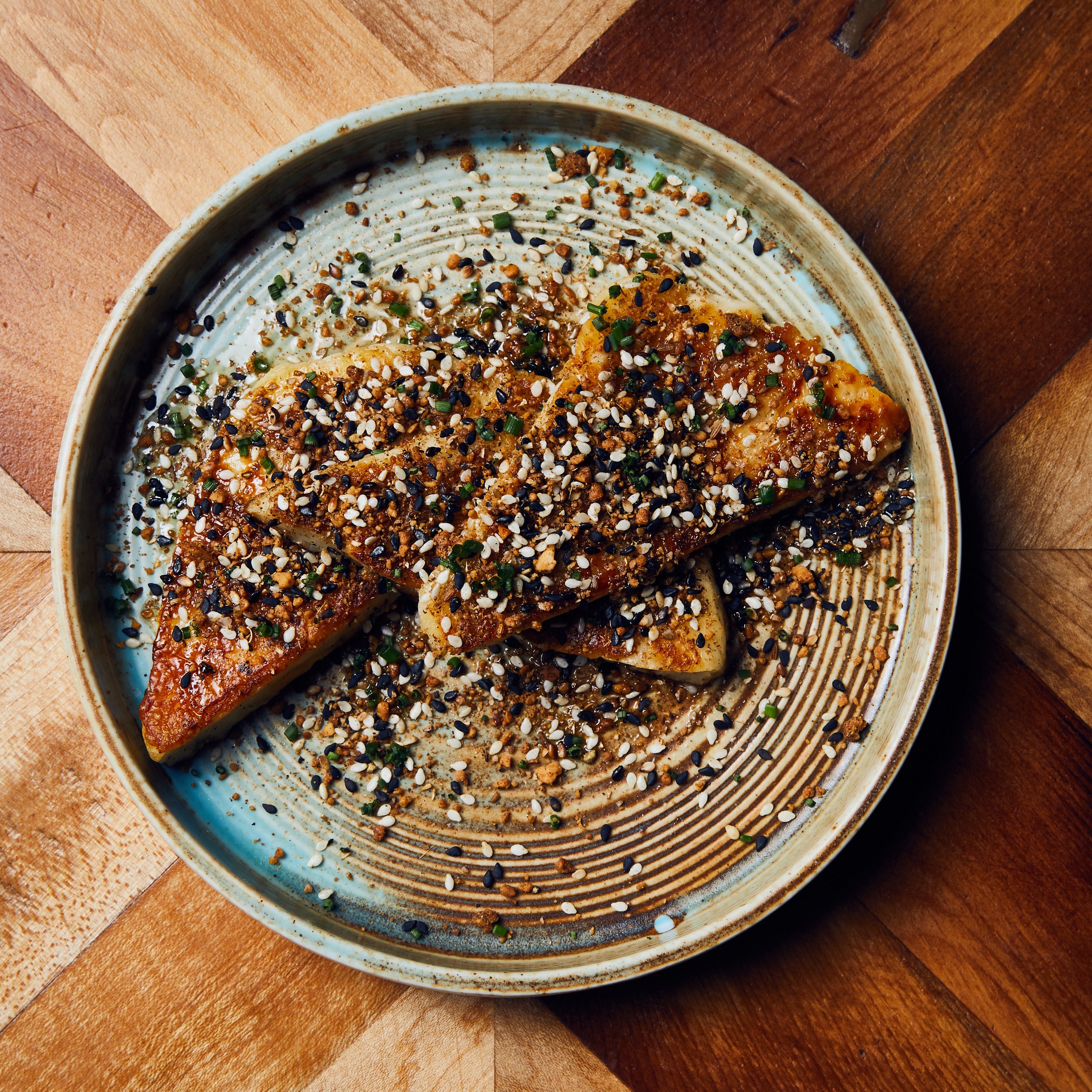 Seared Halloumi with Peanut Dukkah and Honey