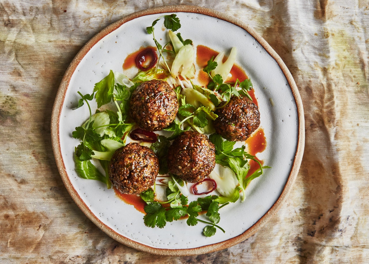 Vegetarian Meatballs with Soy-Honey Glaze